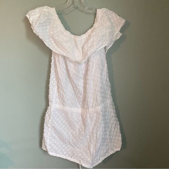 Madewell White Swiss Dot Off Shoulder Romper Shorts - Picture 4 of 6